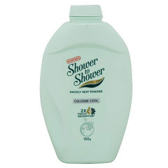 Shower To Shower on bathroom shelf with towel suggesting freshness and everyday grooming benefit