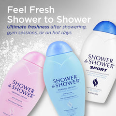 Shower To Shower being applied to leg after shower showing reduced friction benefit