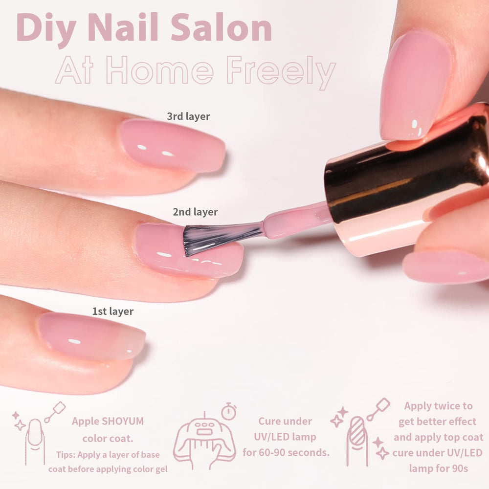 SHOYUM layered ombré nail art example showing translucence and creative versatility