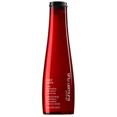 shu uemura bottle front view showing sleek label and color-care design