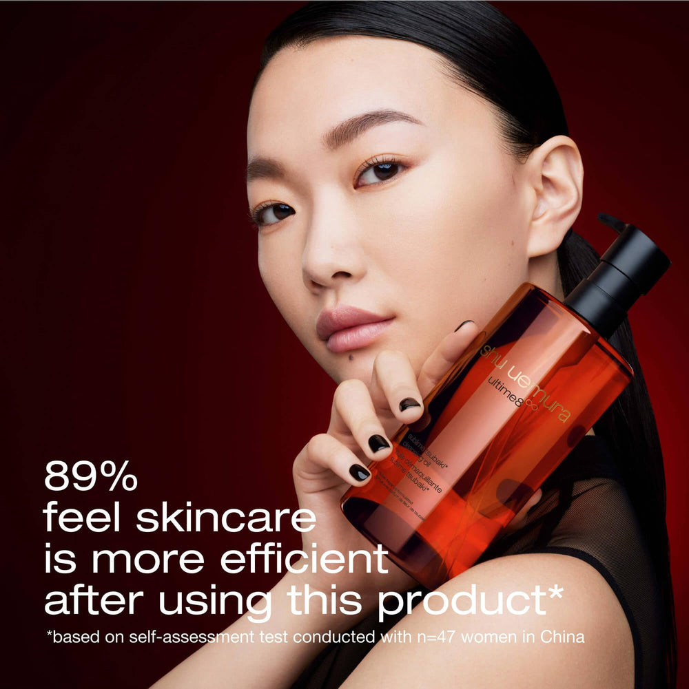 shu uemura oil texture on palm illustrating silky, hydrating feel