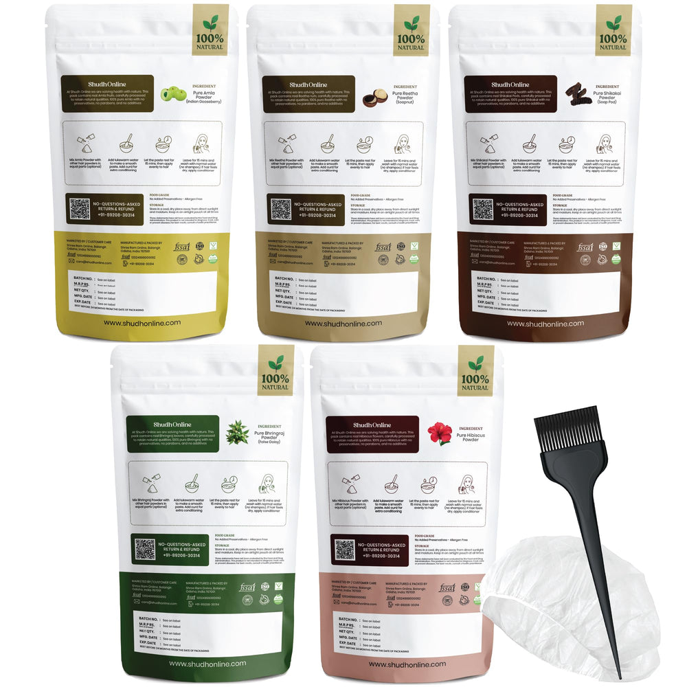 Shudh Online lifestyle shot on bathroom counter, ritual-ready natural hair care