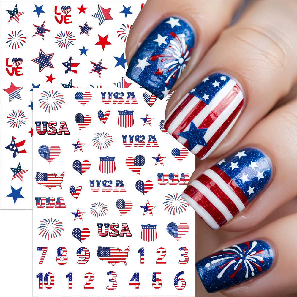 SHUXILIN finished patriotic manicure outdoors showcasing festival-ready look
