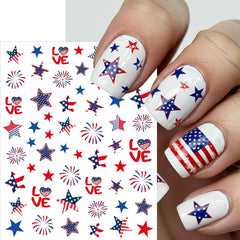 SHUXILIN full sheet view with flags and fireworks for varied nail-layout ideas