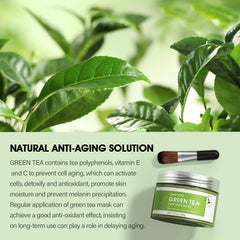 SHVYOG flatlay of green tea and aloe ingredients emphasizing natural blend