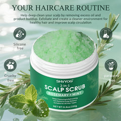 SHVYOG rosemary and peppermint ingredients displayed to signal botanical freshness and scalp vitality