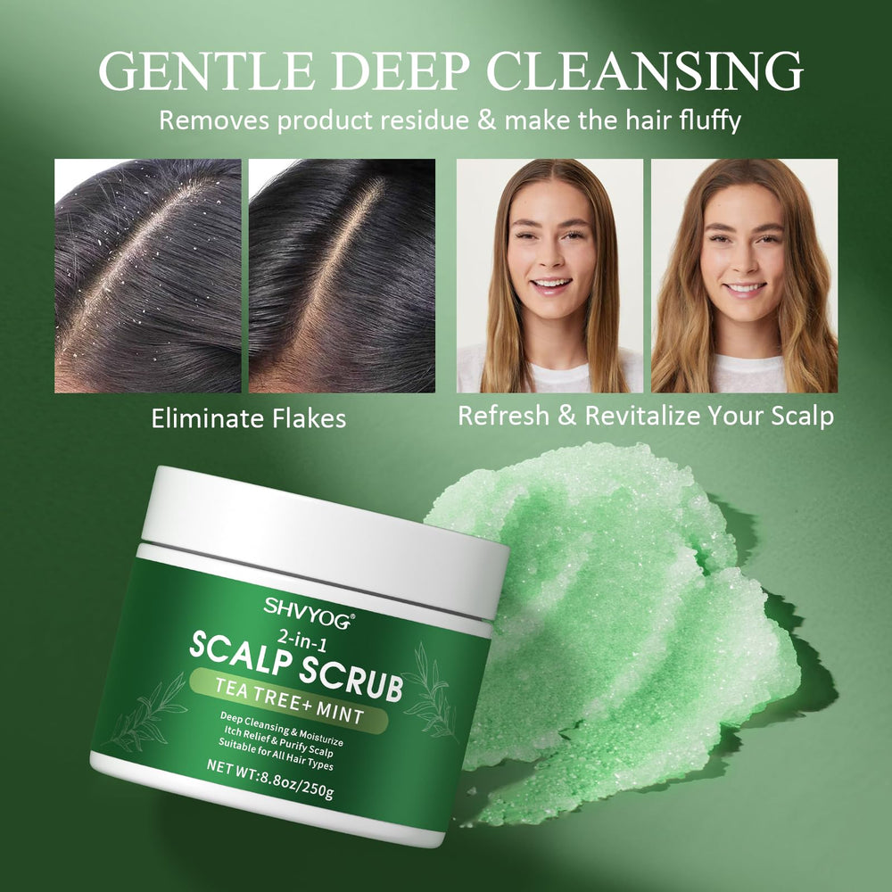 SHVYOG scalp scrub placed on bathroom shelf showing easy integration into shower routine