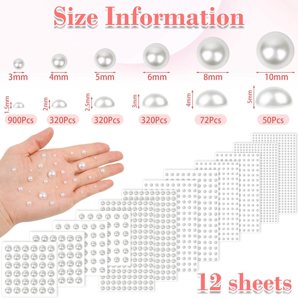 shynek 4mm, 5mm and 6mm pearls on sheet displaying size options and quick selection