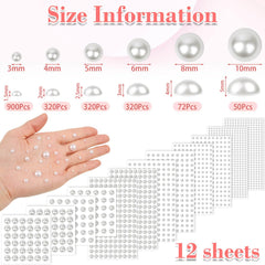 shynek 4mm, 5mm and 6mm pearls on sheet displaying size options and quick selection