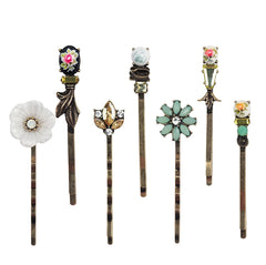 SICOPEE front packaging showing seven vintage hair clips, clear product view and variety