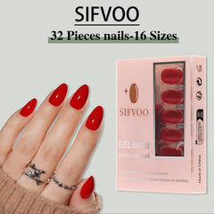 Sifvoo kit contents laid out including glue, tabs, file and cuticle stick for full application