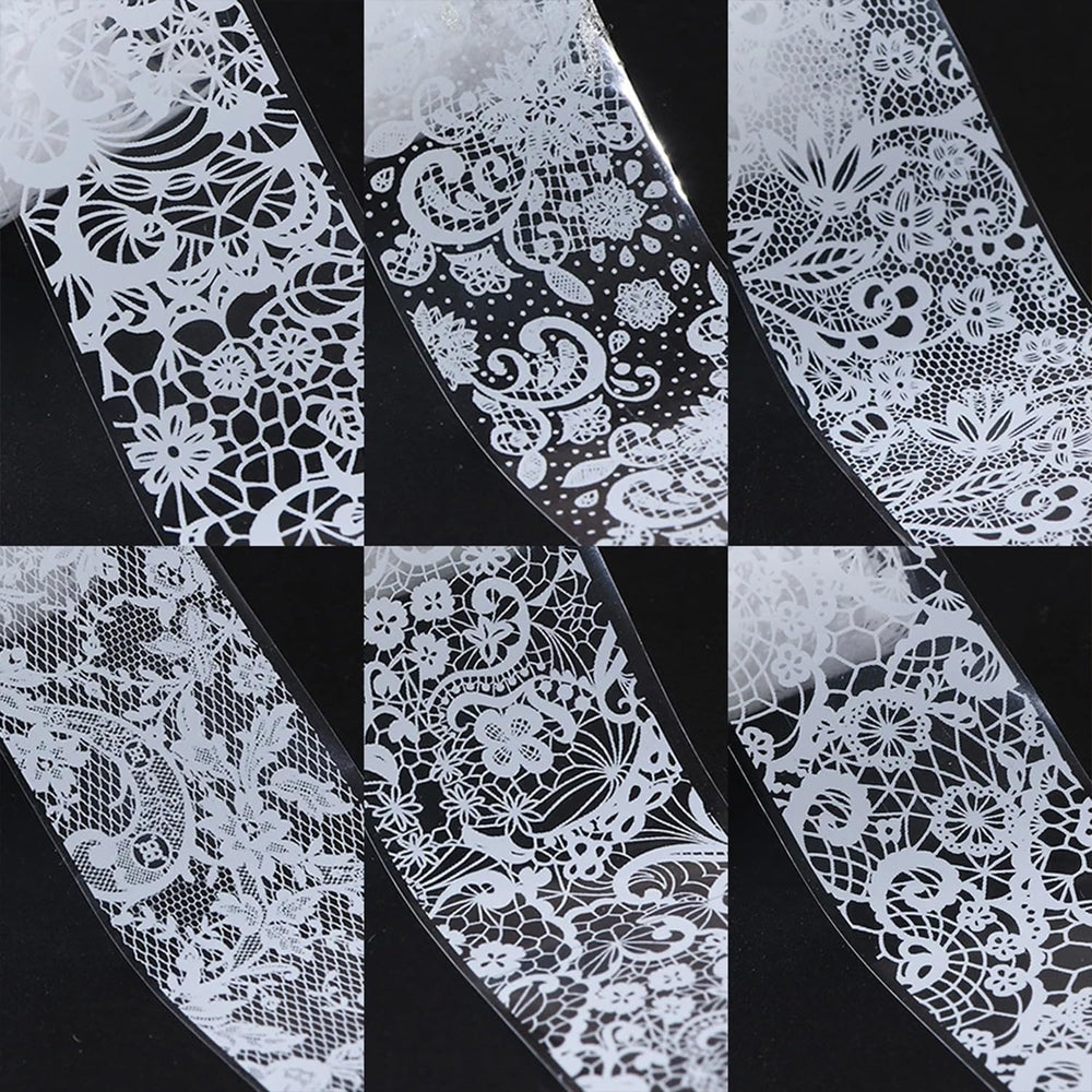 SILPECWEE foil transfer in process pressed onto nail to show easy application steps