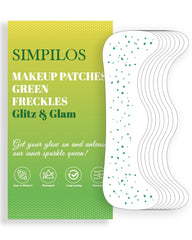 Simpilos front packaging showing green glitter patches and benefits