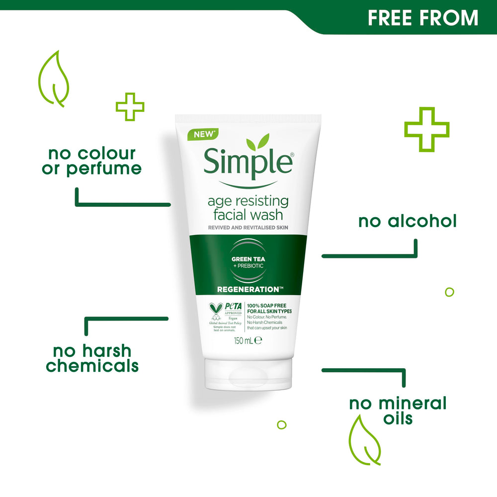 Simple texture close-up on fingers highlighting gentle, non-foaming wash benefit