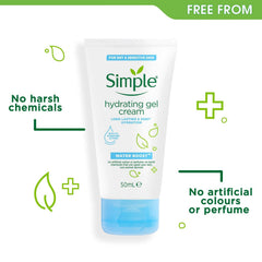 Simple applying gel cream to cheek to show non-greasy hydration