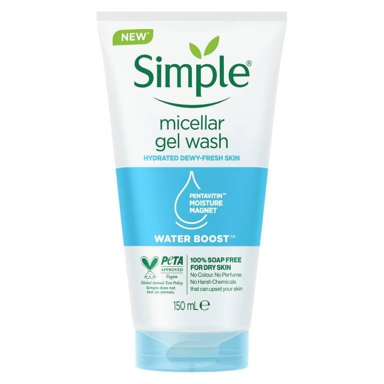 Simple Water Boost gel texture close-up illustrating lightweight hydrating formula