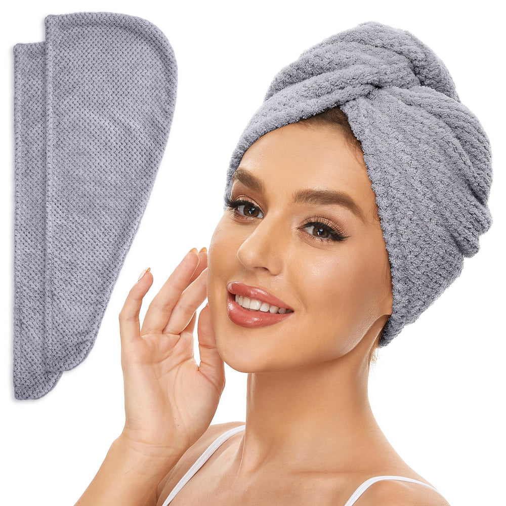 SimpleField front view of two grey towel wraps showing compact pack and color benefit