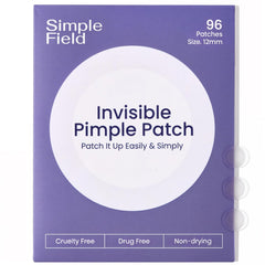 SimpleField front packaging showing 96-count and medium patch benefit