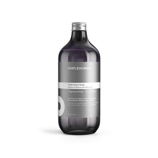 simplehuman front packaging 30 oz refill showing bottle and label with clear benefit