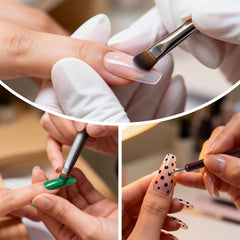 SIMPOR size comparison on a hand showing best-fit brush per nail