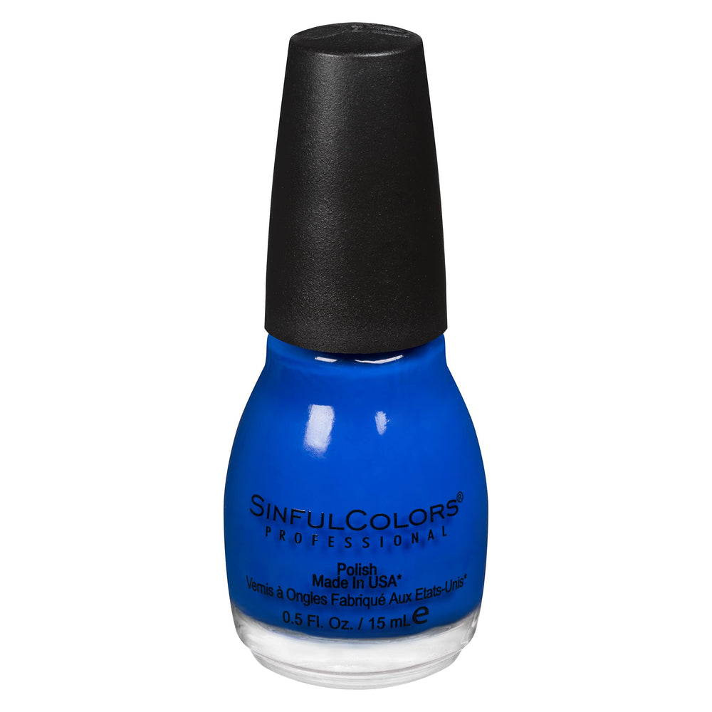 Sinful Colors endless blue front bottle shows vibrant shade and easy storage