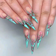 SINHOT front packaging showing full stiletto French ombré set and glue, quick styling benefit