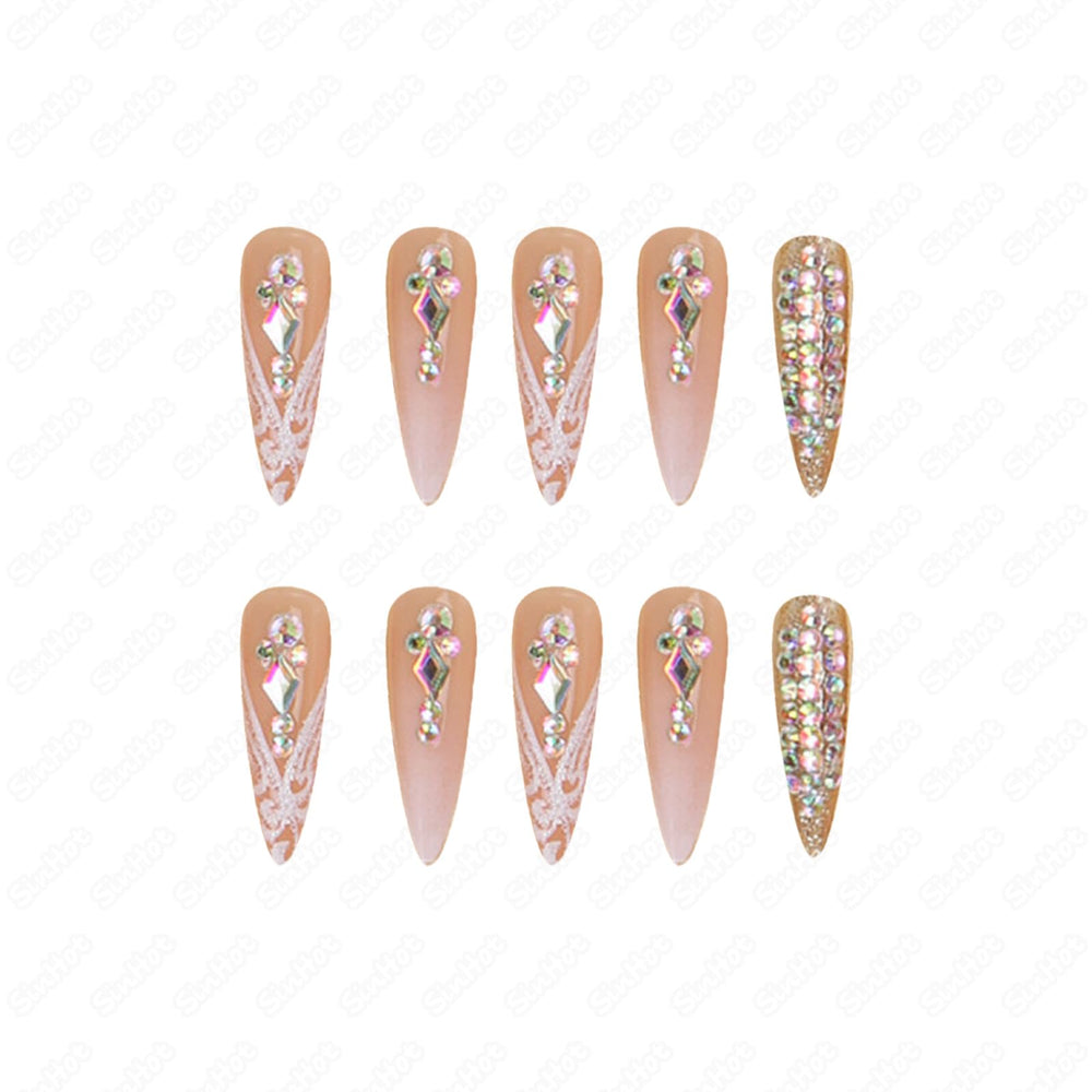 SINHOT press-on nails applied on model demonstrating instant glam look