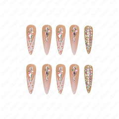 SINHOT press-on nails applied on model demonstrating instant glam look