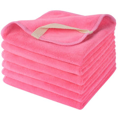 SINLAND front packaging of six dark-pink facial cloths, clear reusable benefit