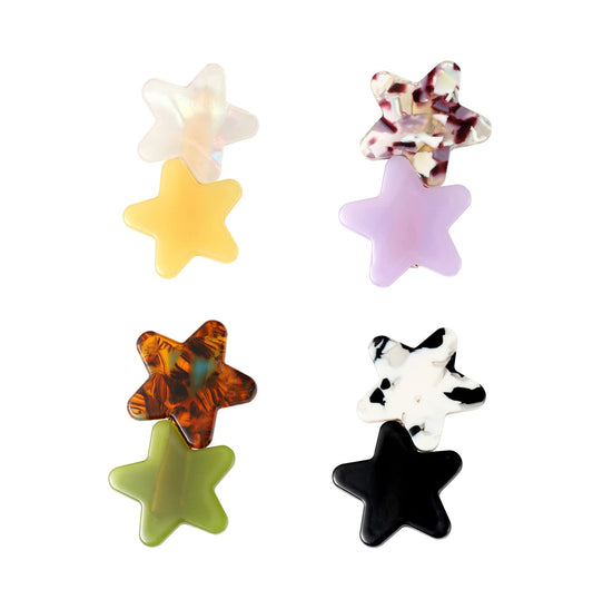 SINNKY front view of four multicolor star clips showing design and colors for stylish holds