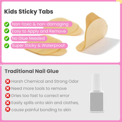 sinokame child applying a press-on nail with tabs showing simple application benefit