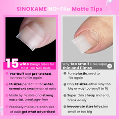 SINOKAME laid-out row showing 15 sizes 000 to 12 for accurate toenail fit