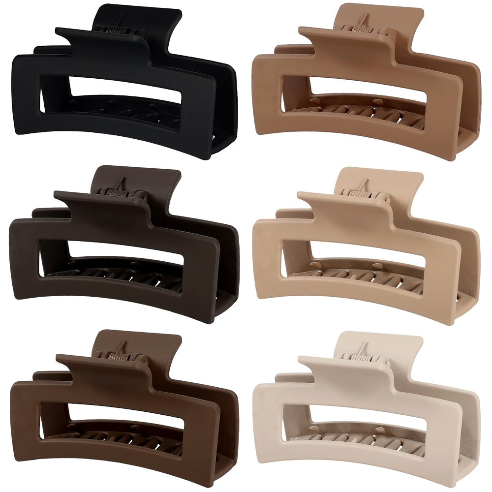 Sisiaipu front view of six-pack coffee brown clips showing neutral colors and compact design for everyday styling