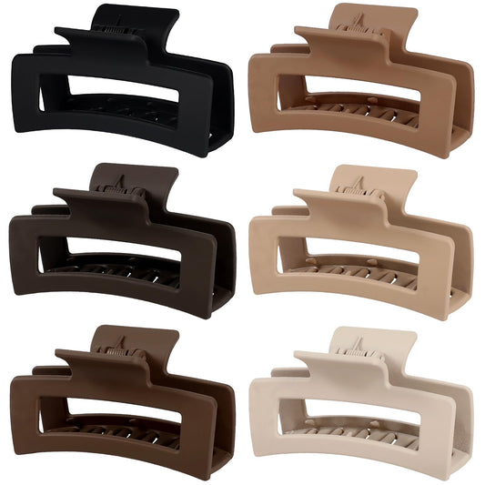 Sisiaipu front view of six-pack coffee brown clips showing neutral colors and compact design for everyday styling