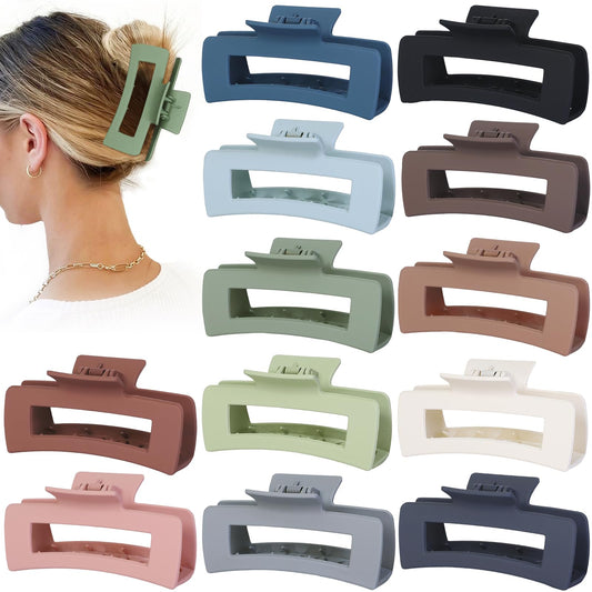 Sisiaipu front packaging showing the 12 multicolor large hair clips and benefits