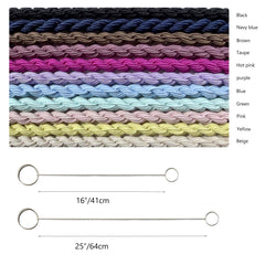 SISYOUP hair ties beside ruler showing 16-inch length and wrap options