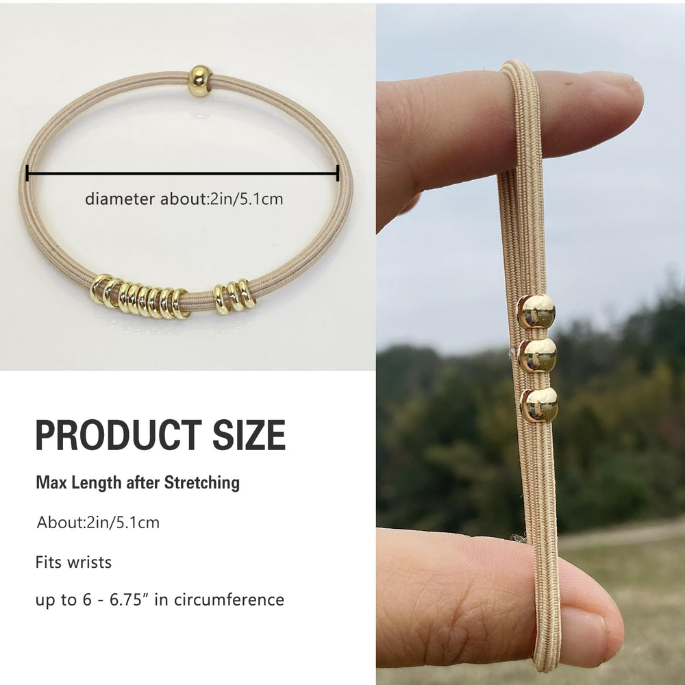 SISYOUP hair tie beside ruler displaying dimensions and stretch capacity