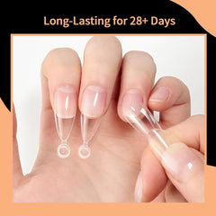 SITELENABY tips being applied on natural nails demonstrating fast at-home manicure
