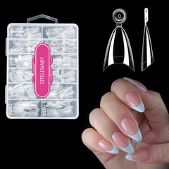 SITELENABY front boxed set showing 300 clear almond tips and packaging benefit rapid refills