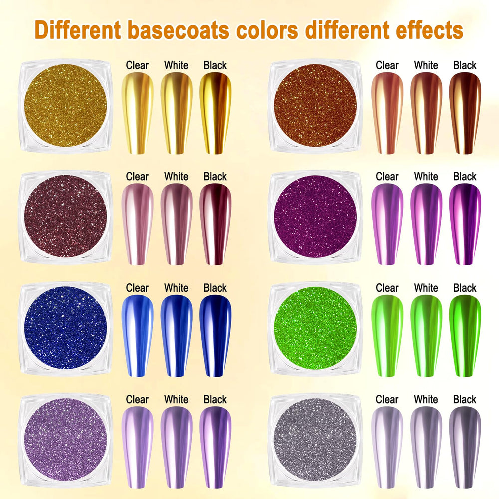 SIUSIO swatches on nail tips demonstrating mirror and holographic effects benefit