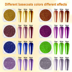 SIUSIO swatches on nail tips demonstrating mirror and holographic effects benefit
