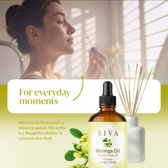 SIVA ORGANICS 4oz bottle beside common items showing scale for easy sizing