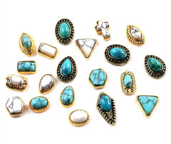 SIXAOAZZ front packaging showing 50 turquoise charms and assortment benefit