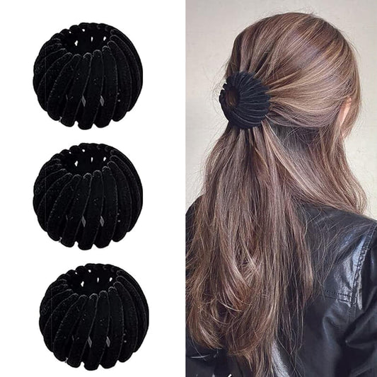 Sizobi front view of three-pack hair nest clips showing compact convenience