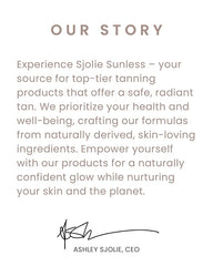SJOLIE bottle in a beach setting showing radiant, ready-to-wear glow