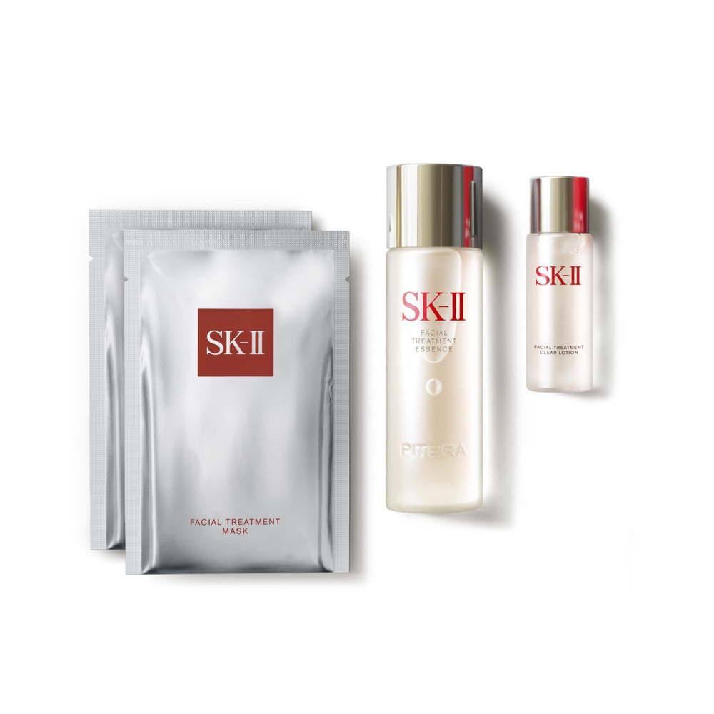 SK-II Facial Treatment Essence mini bottle close-up showing lightweight liquid absorption benefit