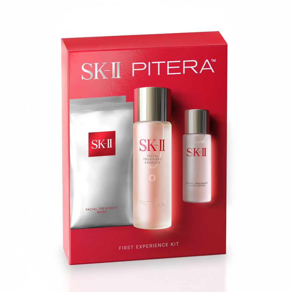 SK-II front packaging of First Experience set showing compact gift-ready box and benefits