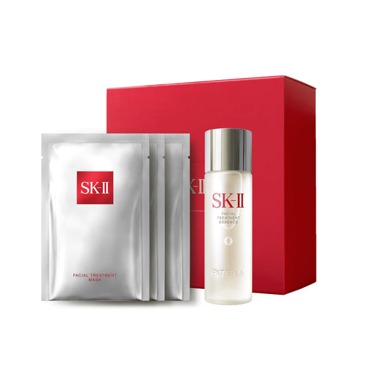 SK-II front packaging showing the full Glow Up Duo set and quick routine benefits