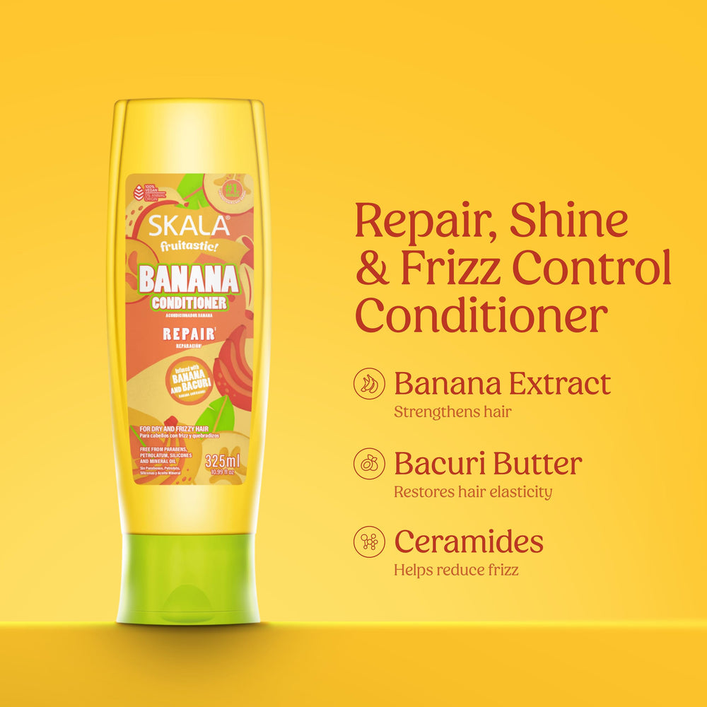 SKALA banana conditioner creamy pour texture demonstrating moisture