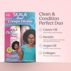SKALA Crespo Divino conditioner texture close-up demonstrating creamy slip and shine